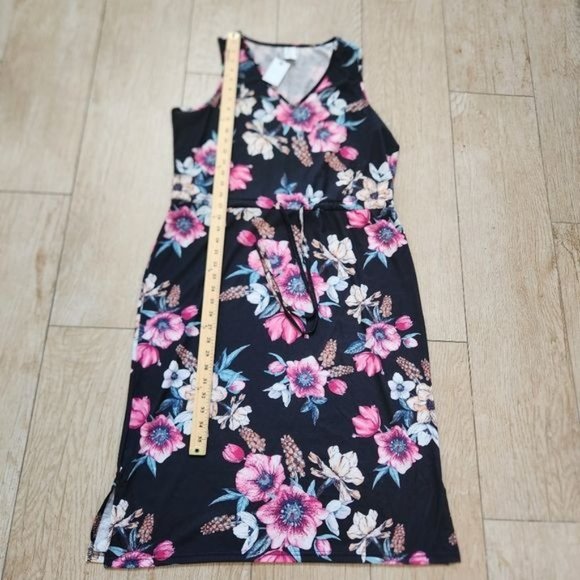 West Loop Women's Floral Printed Drawstring Dress size Large - Picture 8 of 10